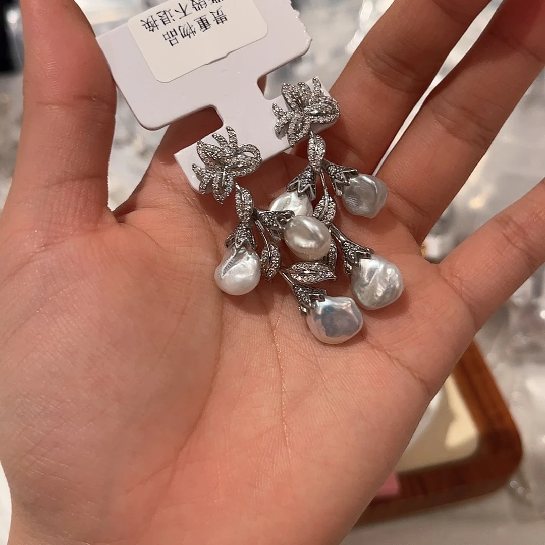 合金淡水珍珠耳饰