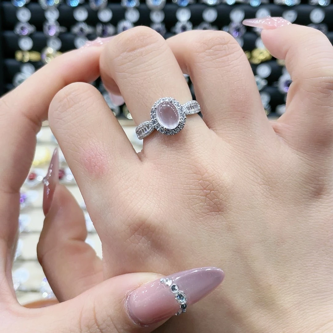 水晶戒指银S925镶嵌戒指