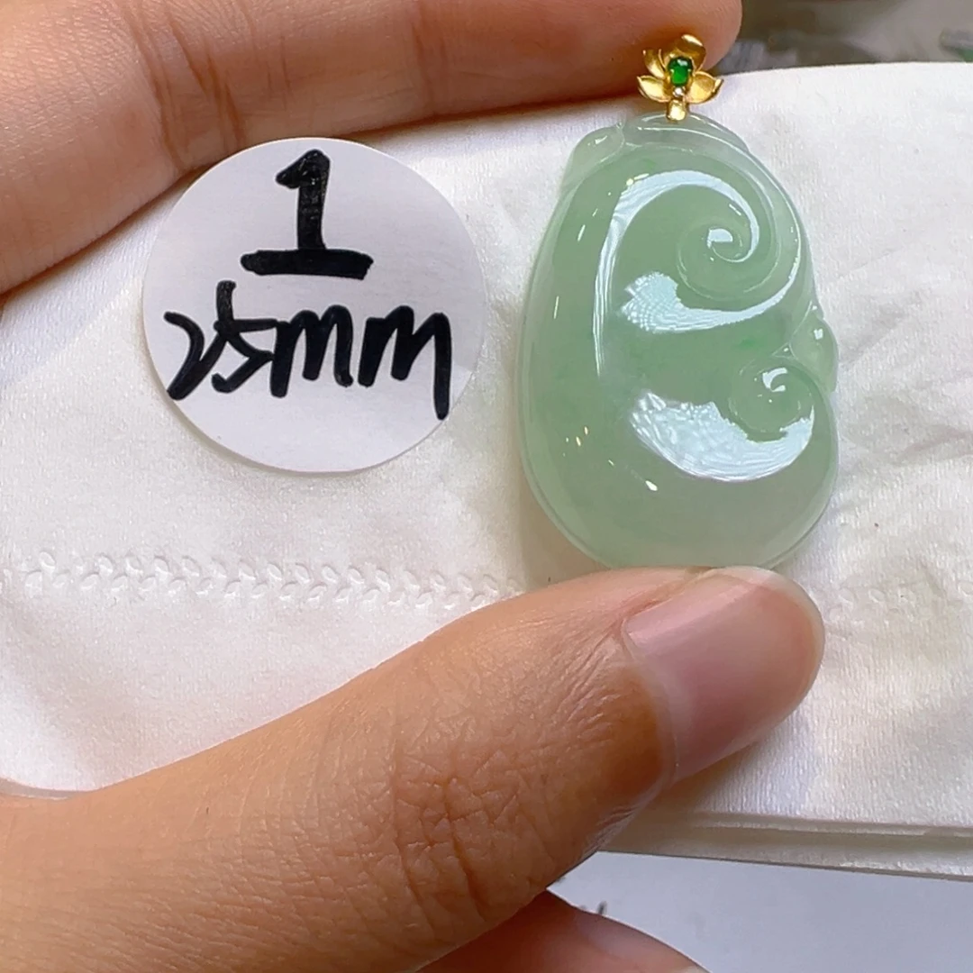 翡翠18K金镶嵌吊坠(不含链)