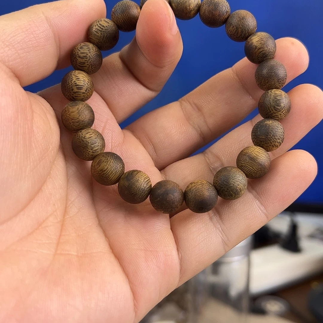 手串沉香10mm乌身圆珠单圈10.3g
