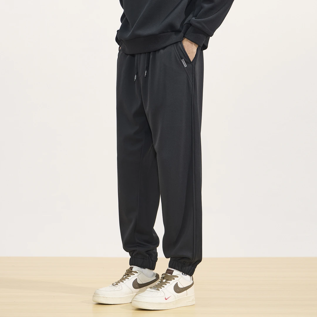 束脚休闲裤男秋季黑色简约莫代尔垂感宽松大码运动裤日系潮流卫裤