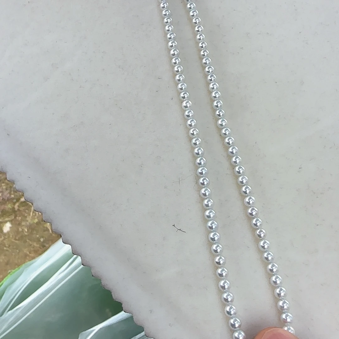 淡水珍珠颈饰银S925镶嵌4-5无核极光镜面正圆无暇炫彩冷白