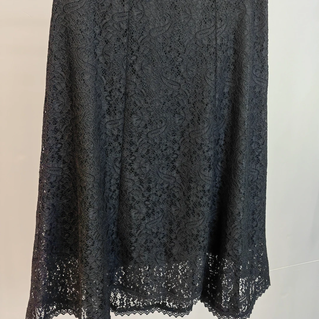 采轩蕾丝高腰不规则裙摆A字鱼尾显瘦中长半身裙