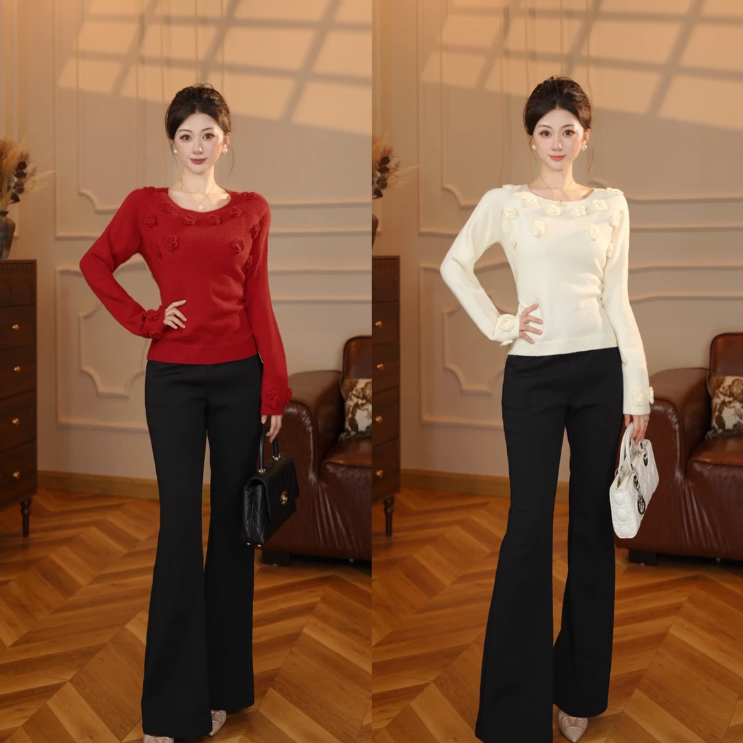 【张小小】毛衣女秋季穿搭2025新款高级感复古宽松斜肩针织衫ZH0026