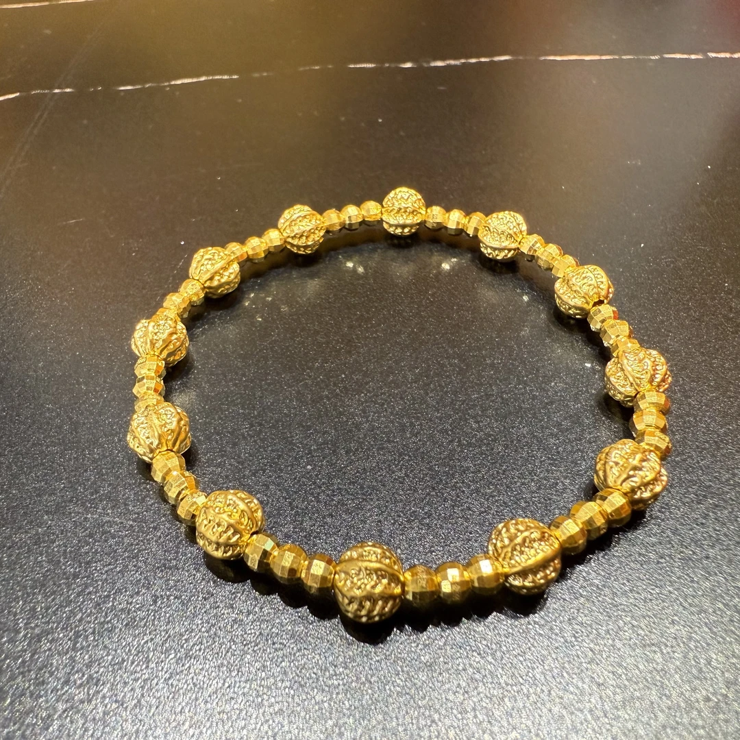 足金999卡6核桃金珠+足金999卡3镭射金珠 按克卖发顺丰