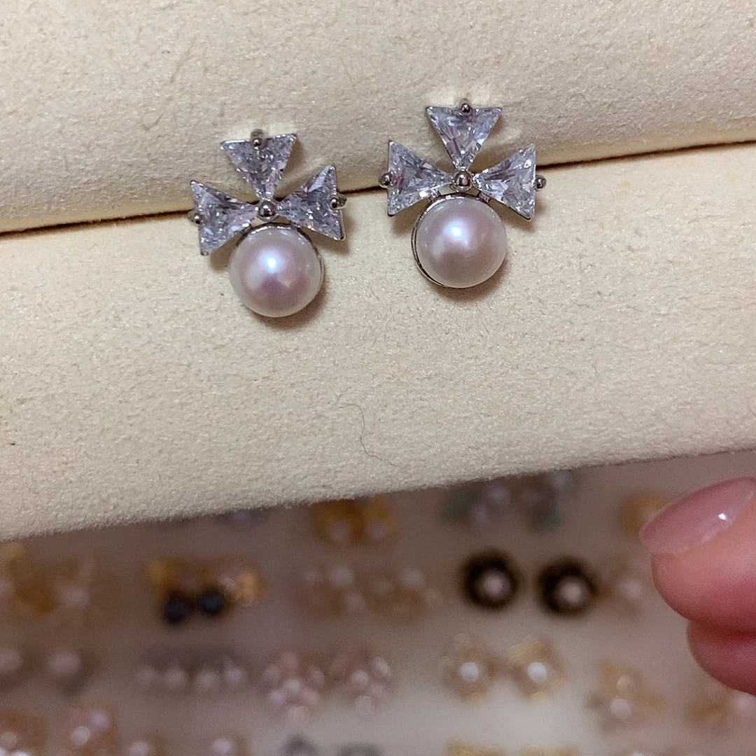 淡水珍珠耳饰合金