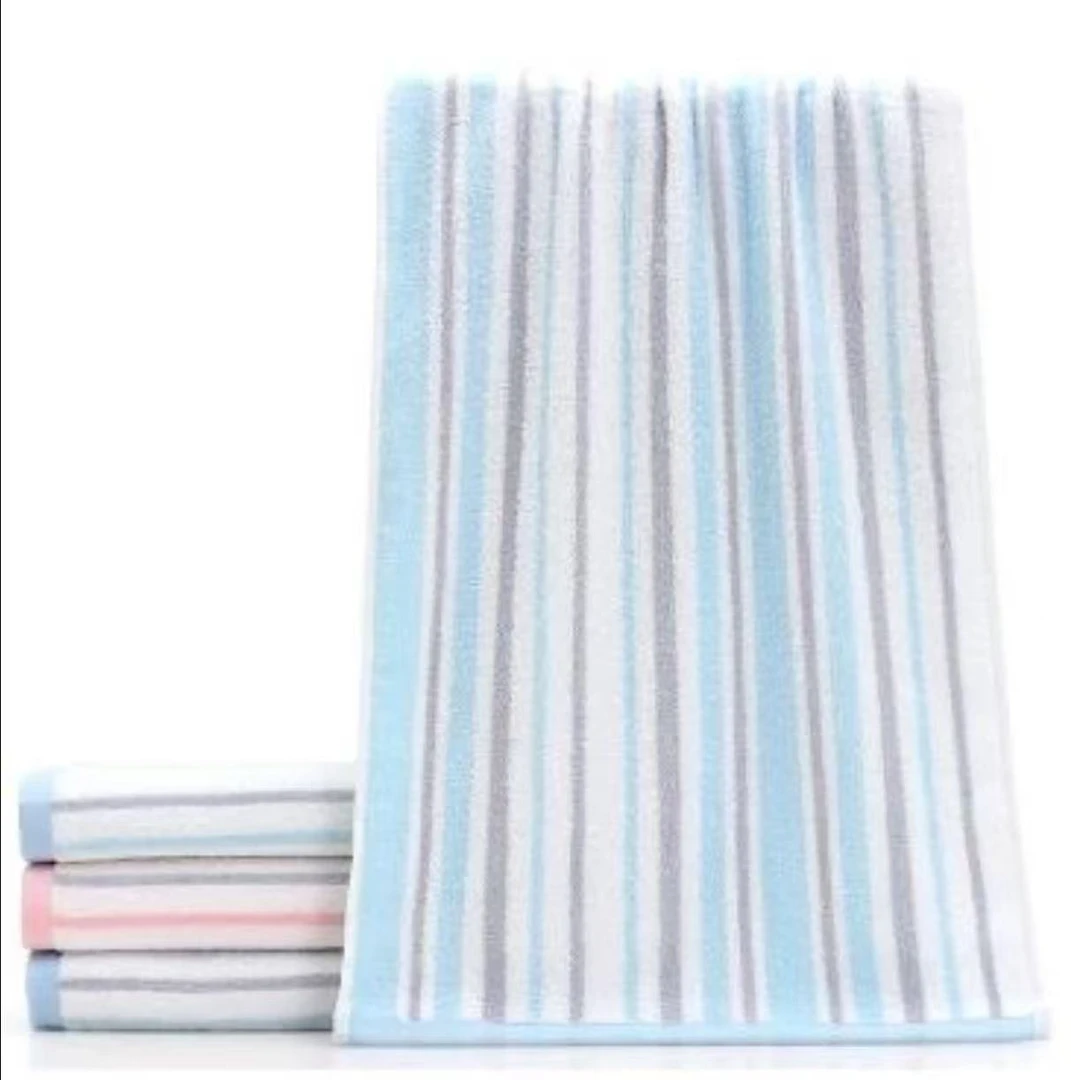 【浴巾1条装】条纹系列日系出口不选罗布麻纱布浴巾70*140cm