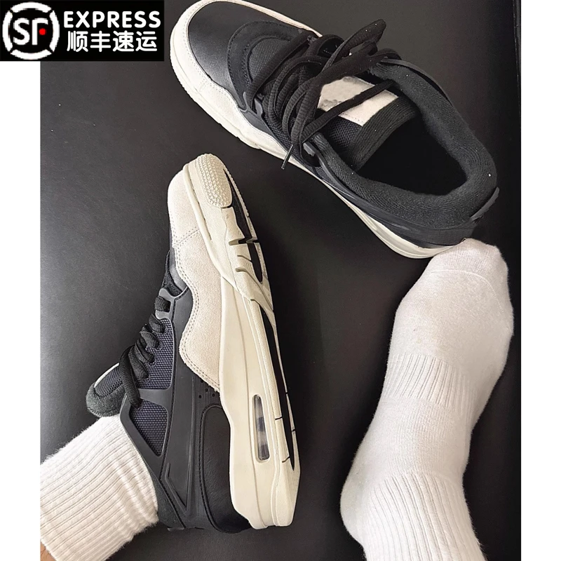 秒杀歪货！正品低帮aj4rm男女运动板鞋厚底篮球鞋黑白新款时尚墨绿