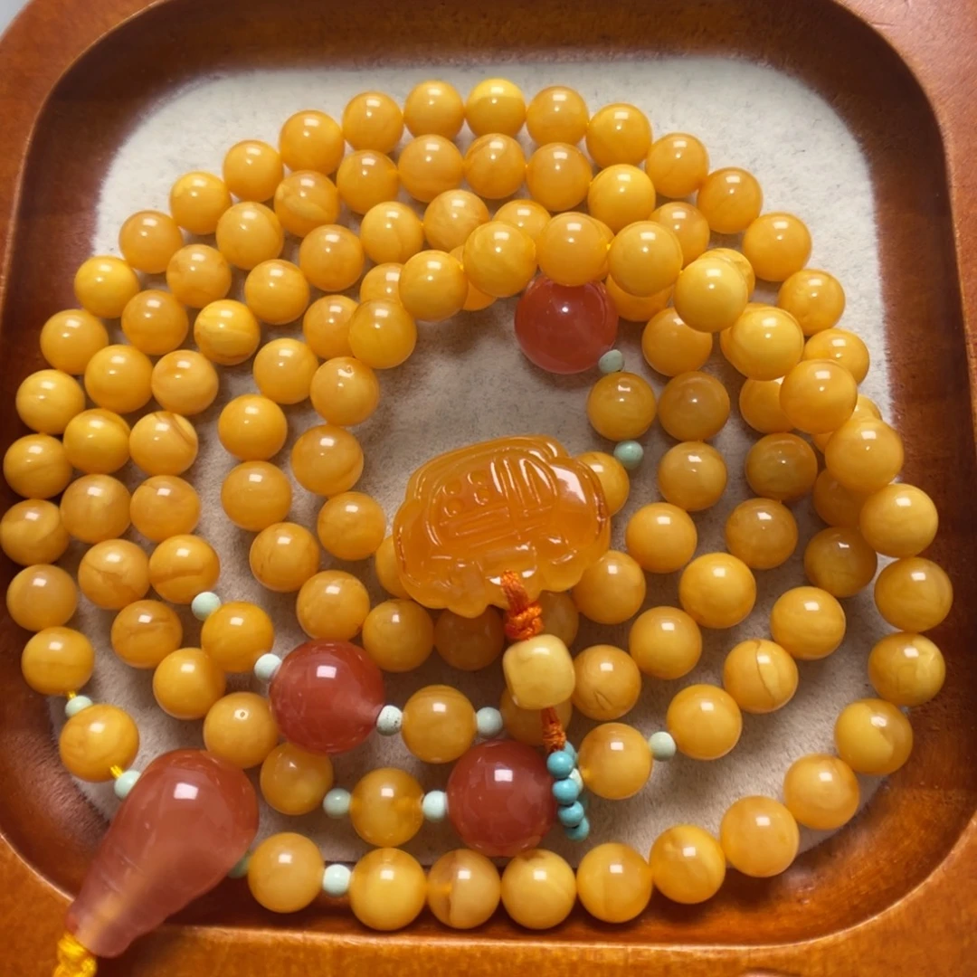 蜜蜡未镶嵌项链108