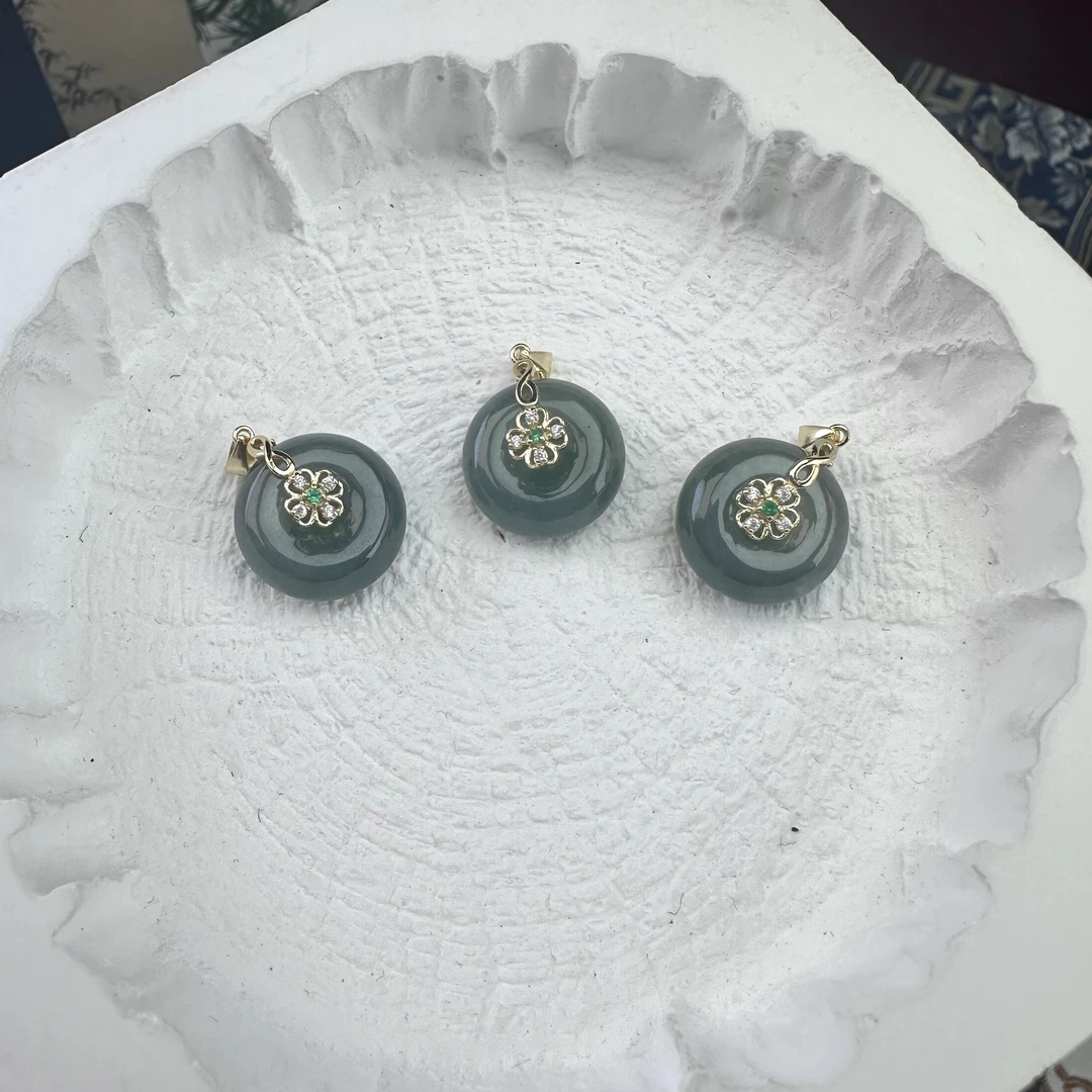 【边城刀客】天然A货翡翠平安扣吊坠多样性发一件配皮绳&586804