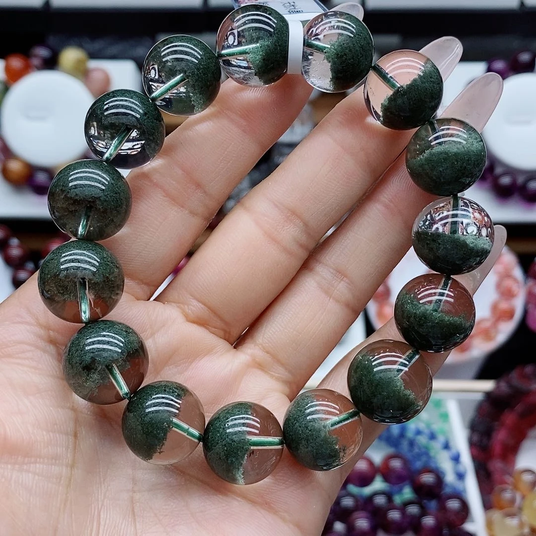 水晶手链未镶嵌极品绿幽灵聚宝盆