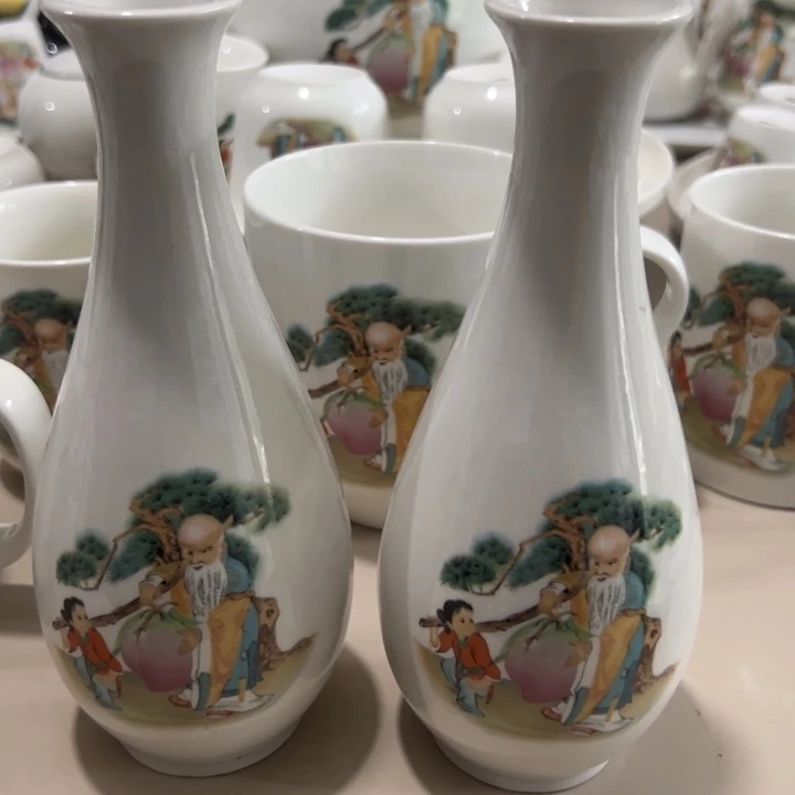 瓷片陶瓷制品寿星瓶一对