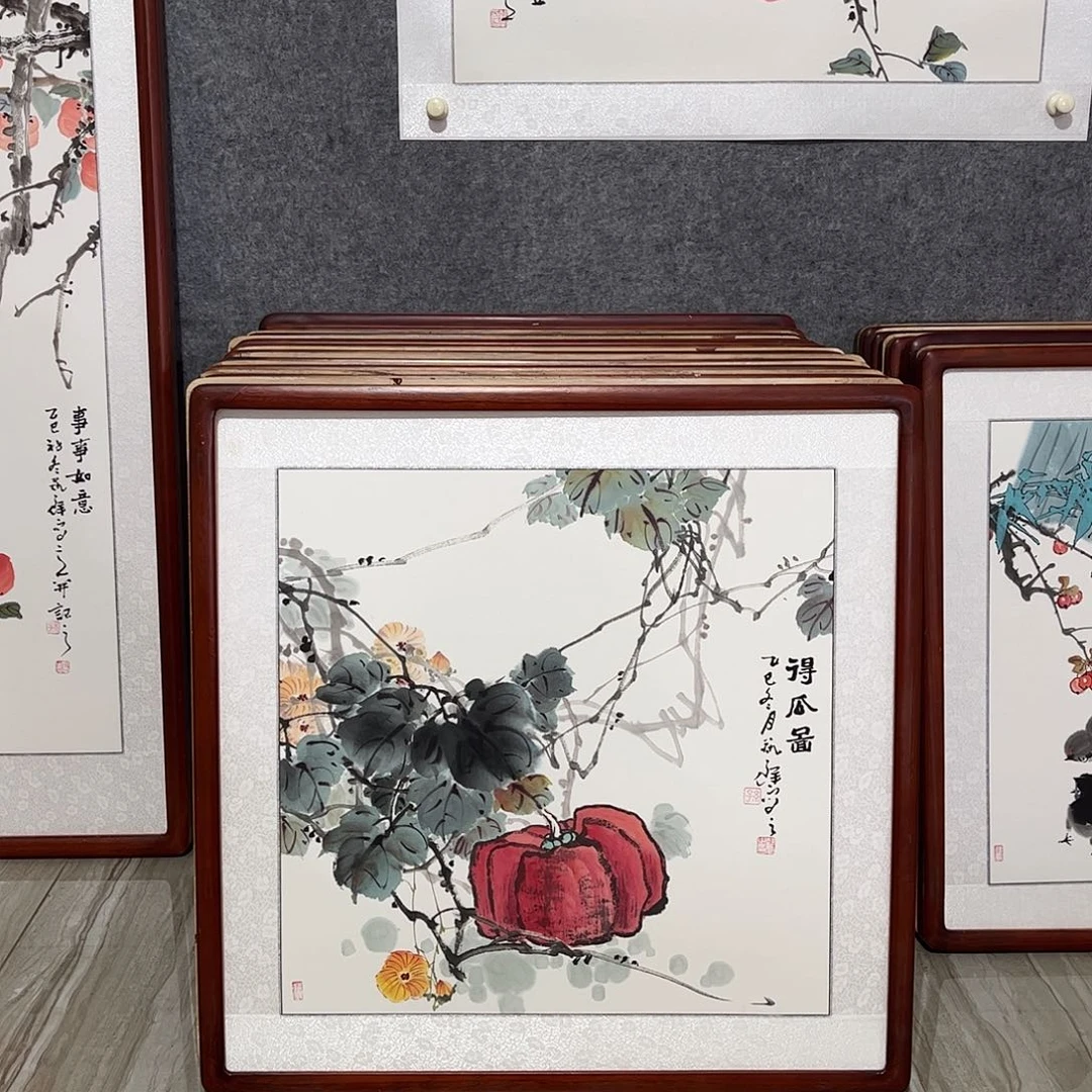 国画书画作品带框63×63
