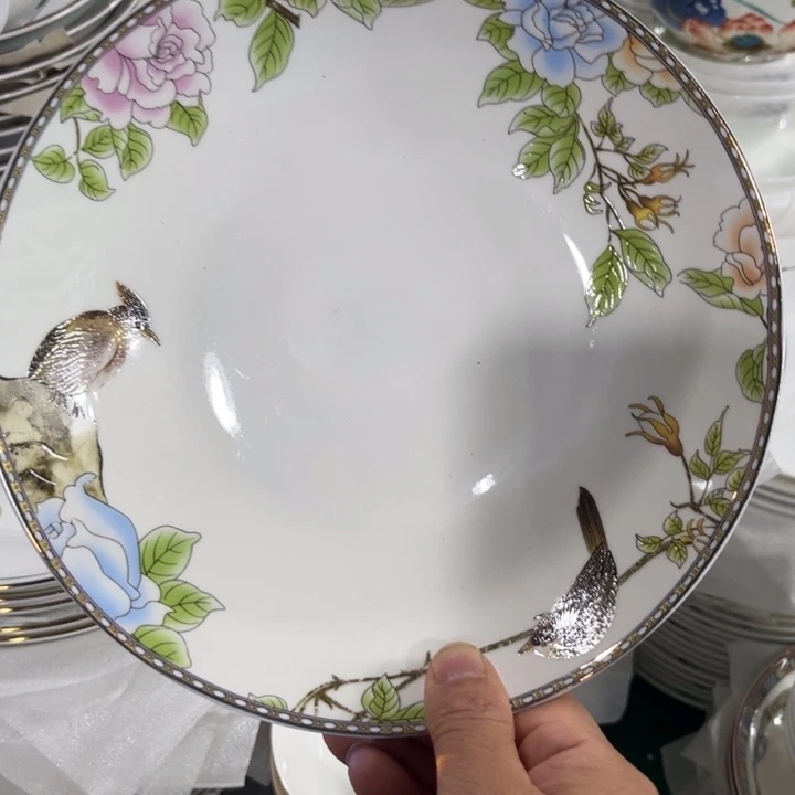 瓷片琴瑟和鸣八寸深盘四个