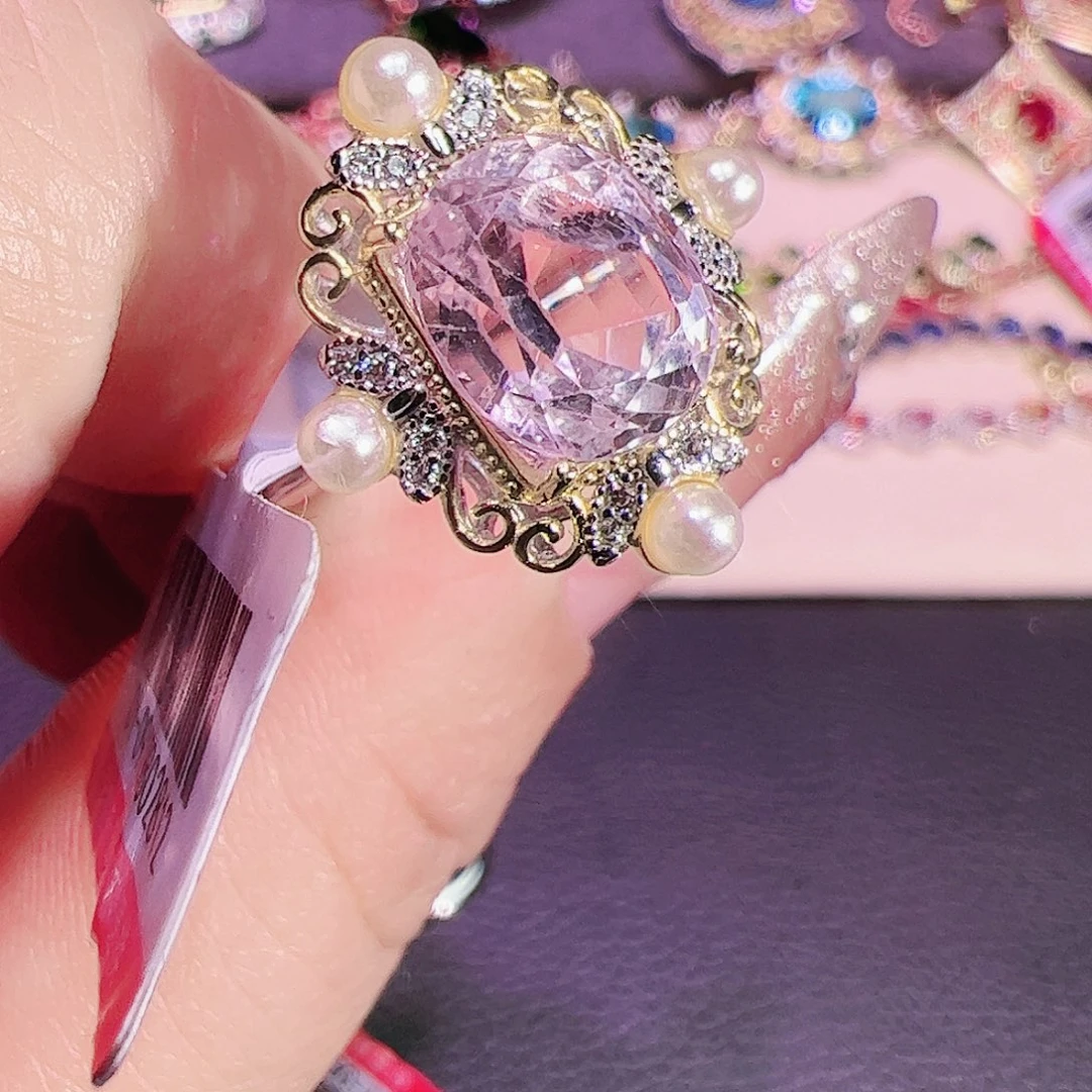 锂辉石戒指银S925镶嵌