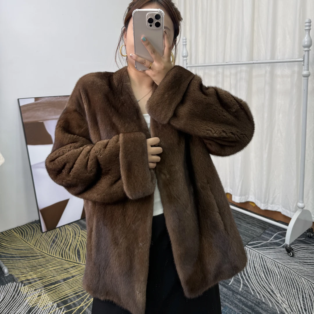 V领大码中长款咖啡琥珀鎏金色系列