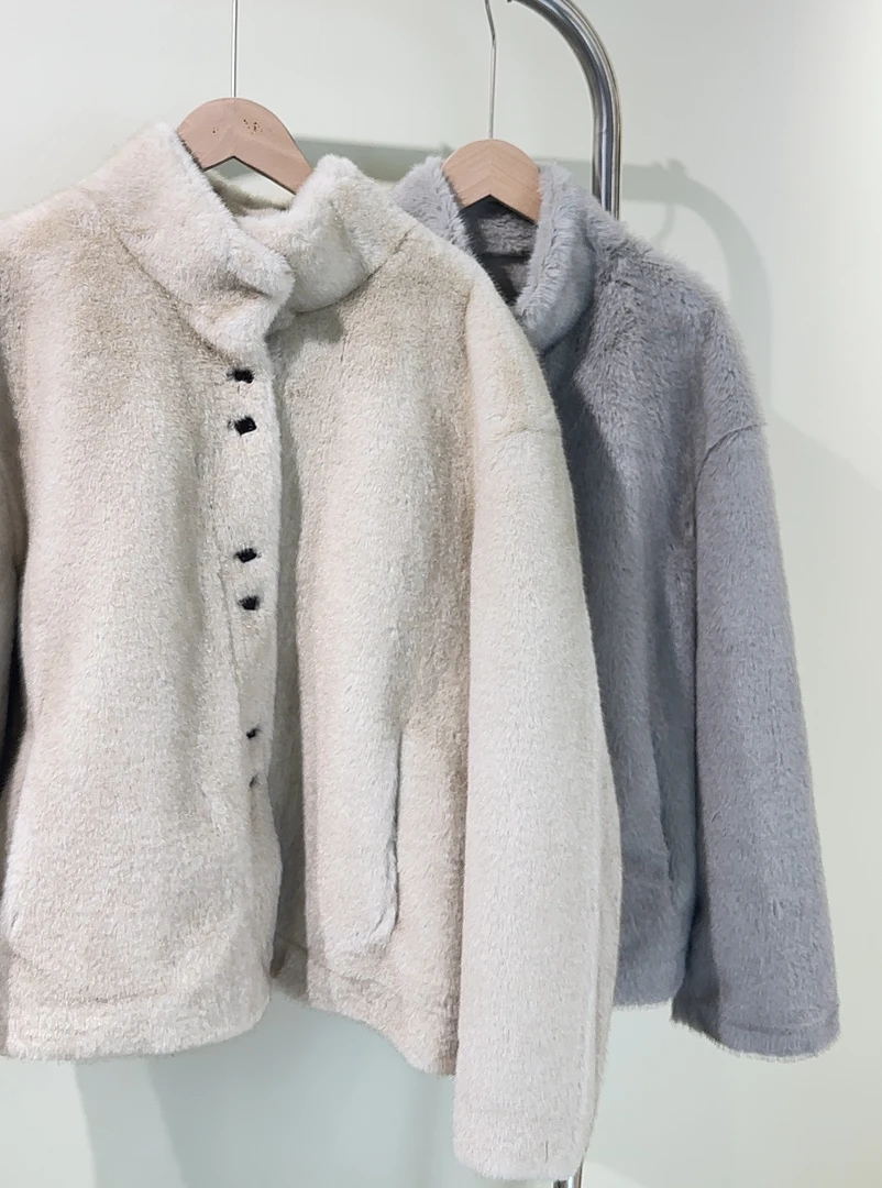 2024冬季新款韩版简约仿水貂毛皮毛一体短款外套保暖大衣