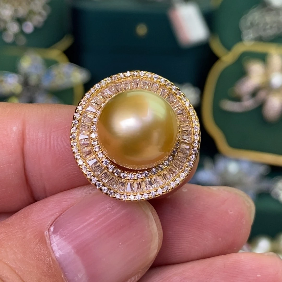 银S925镶嵌戒指海水珍珠