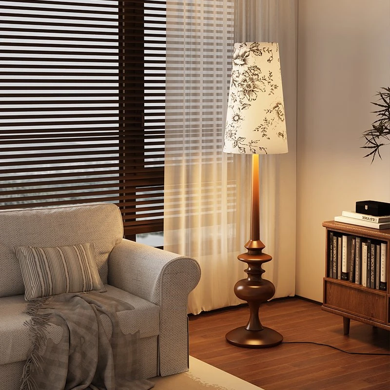 法式复古落地灯中古风客厅沙发旁边的角落灯美式侘寂风卧室床头灯