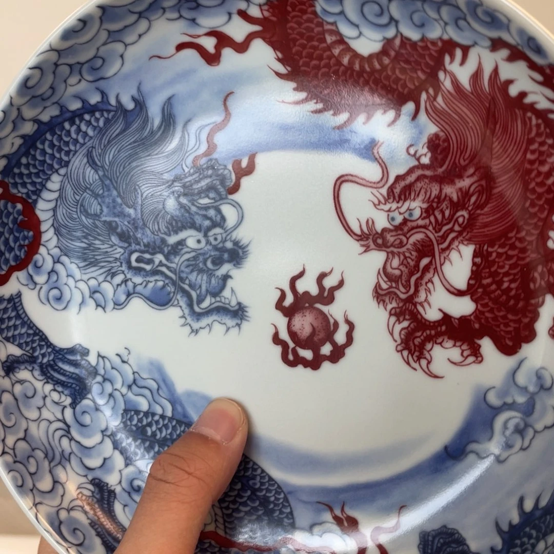 瓷片景德镇双龙戏珠大壶承新款