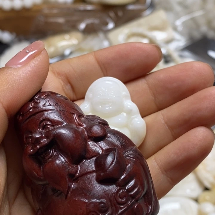 拼***生香榧木花梨木，弥勒佛牌子