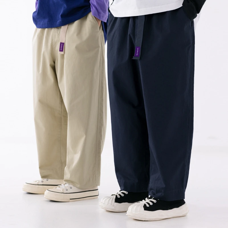 儿童简约高级男童纯色休闲宽松裤