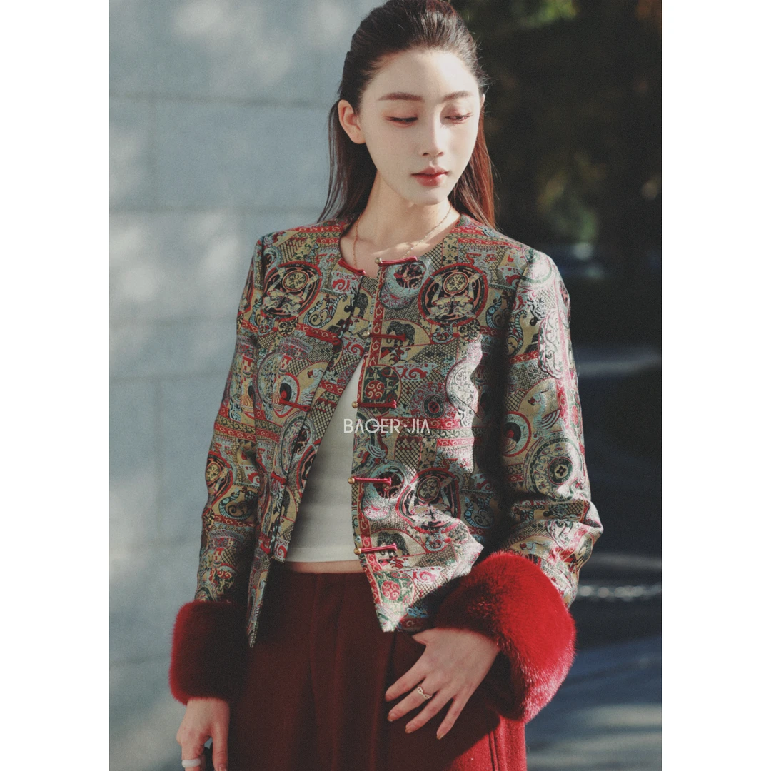 88-【传承/唐锦】宝儿家含幂BA145525411国风对襟唐锦简约雅致外套