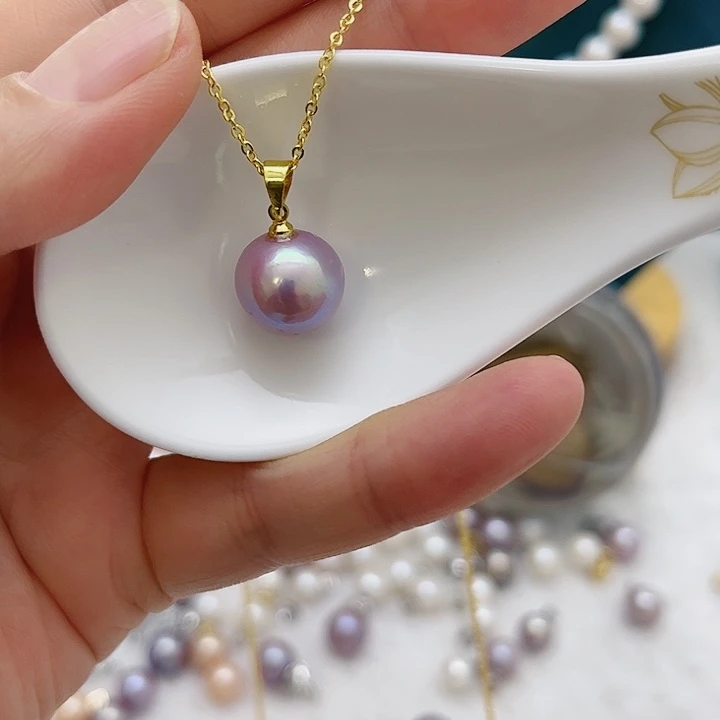 合金淡水珍珠紫珠金色瓜子扣