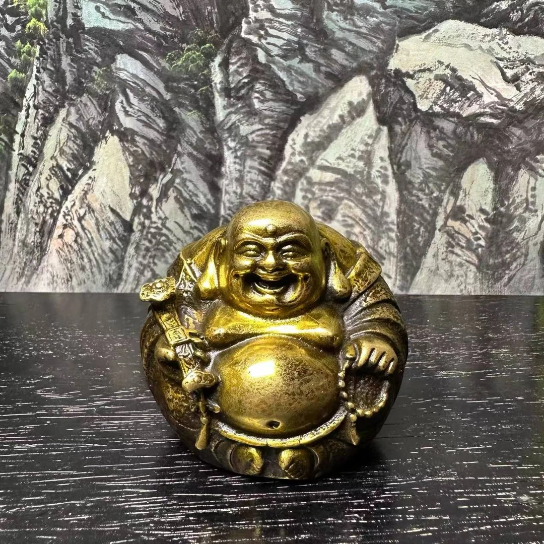 复古铜器实心弥勒摆件