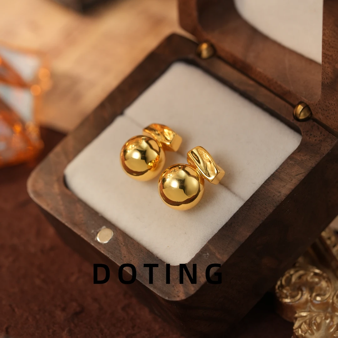 合金耳饰 《日落派对》金色圆球造型耳钉ZG-01267