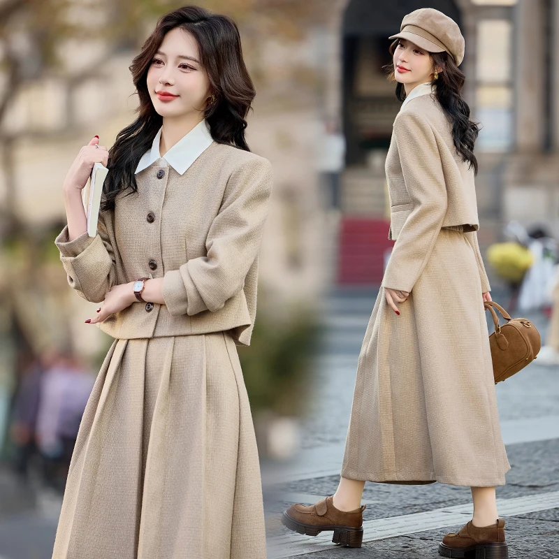 通勤风气质休闲风时尚两件套装2025春秋韩版显瘦小个子洋气半身裙