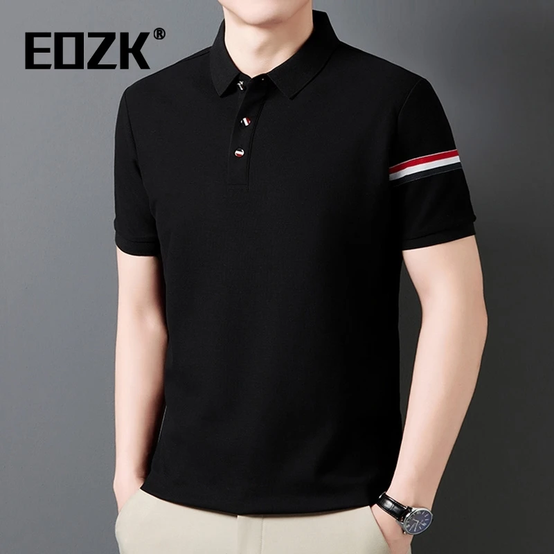 Eozk男装官方短袖t恤男士夏季翻领100%纯棉时尚商务休闲polo衫薄T