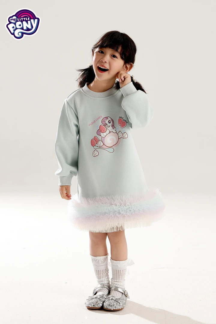 MY LITTLE PONY/小马宝莉2025春秋女宝宝洋气长袖可爱花边连衣裙