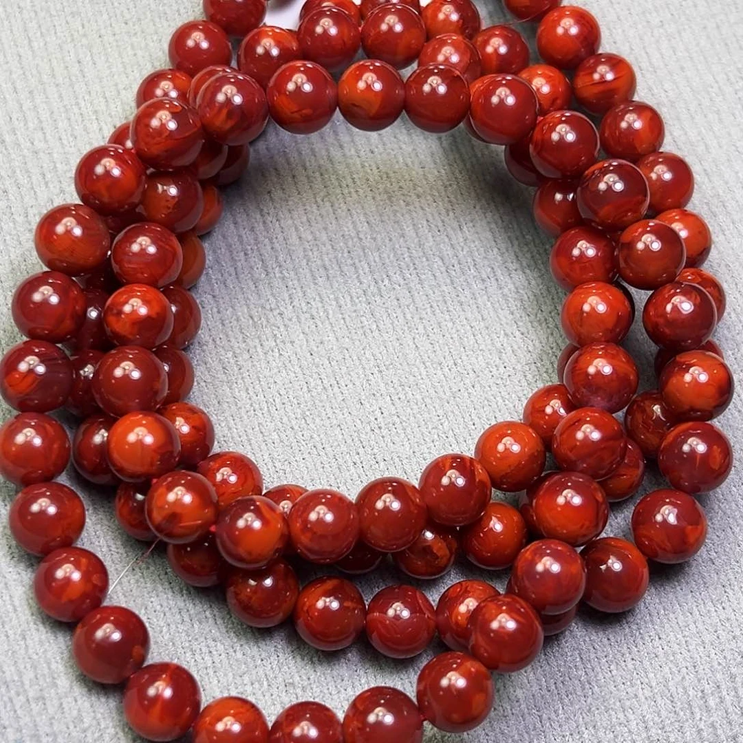 南红玛瑙原矿7.6mm佛珠未镶嵌