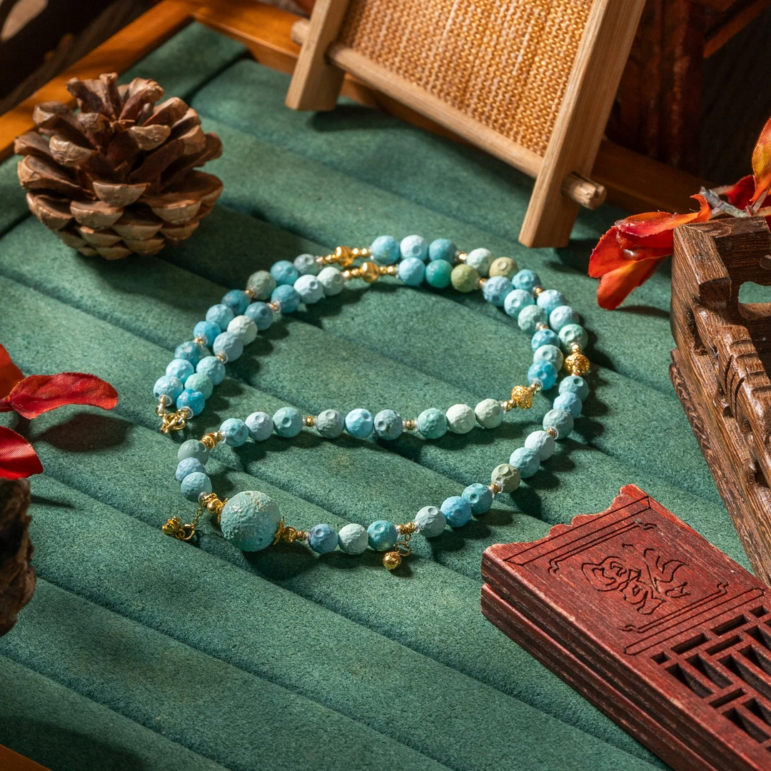 【世间臻宝】18K绿松石DIY圆珠项链/Q2330/多样性发/5mm/45cm/5