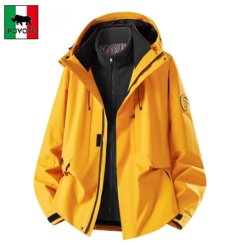 保威特·犀牛多巴胺系冲锋衣男防风防水秋冬三合一可拆卸登山服女