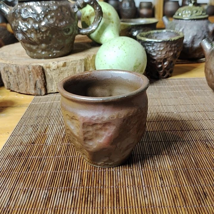 坭兴陶纯柴烧锤纹茶杯130C