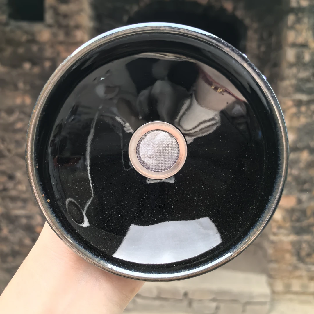 建窑建盏   乌金茶漏