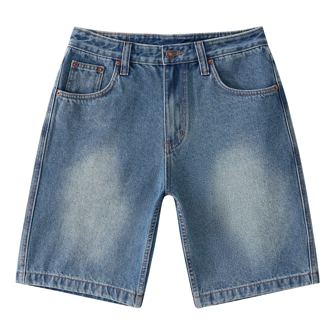 夏季牛仔裤多口袋水洗五分裤