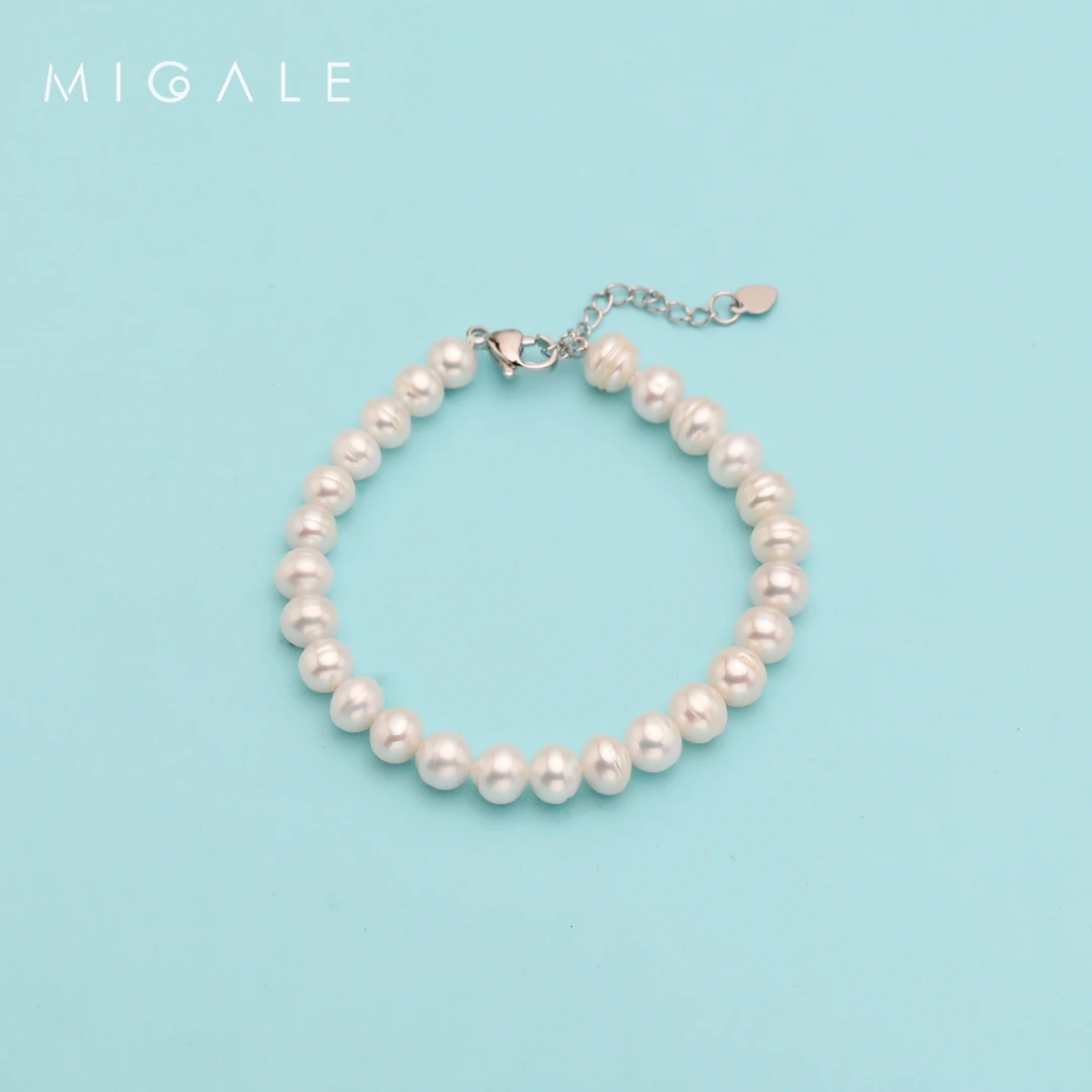 【源头】推荐淡水白色全珠手链经典百搭气质 6-7mm C991【不含证书】