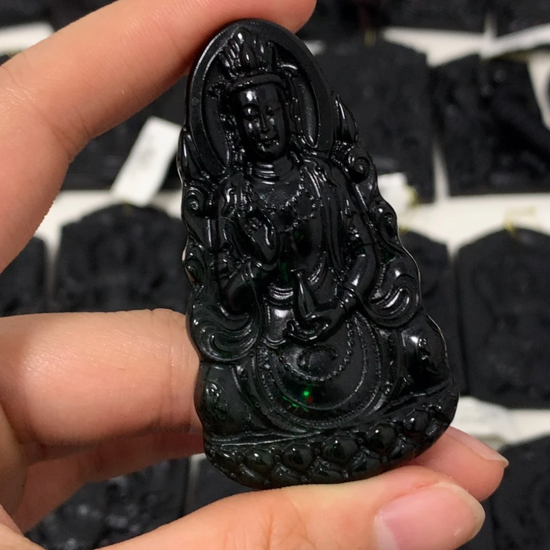 天然缅甸a货钢琴黑挂件