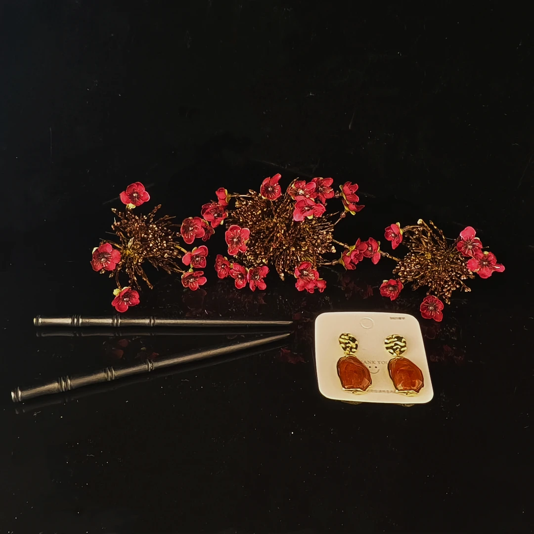 予禧-15373蕾丝花闪闪树叶新娘唯美百搭时尚拍照摄影发饰品