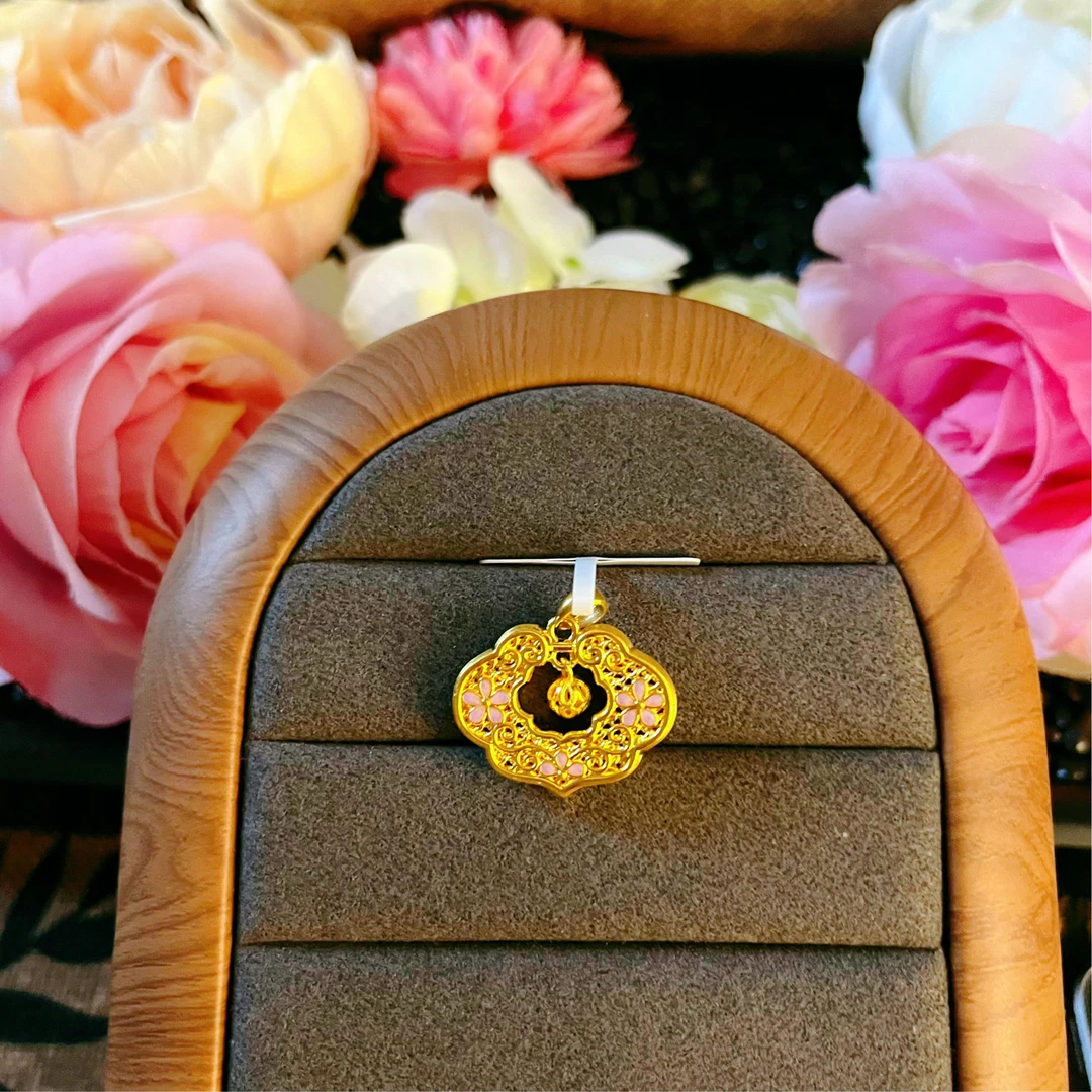 【小鹏黄金】足金999珐琅平安如意锁包吊坠2.5  2.32