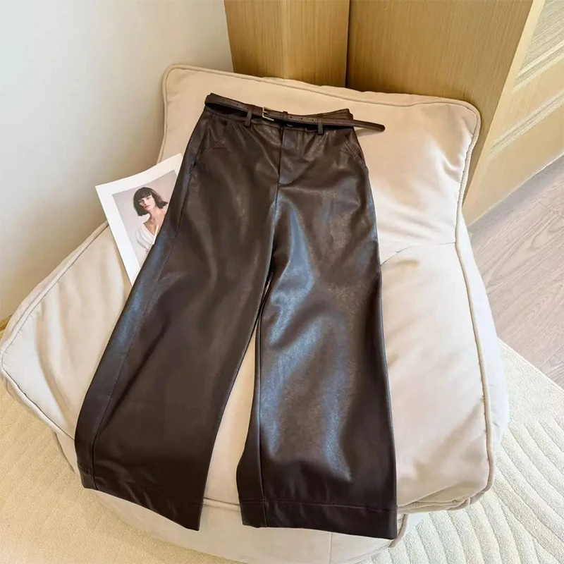 2025秋季新款舒适休闲裤女时尚百搭小个子设计感显瘦潮流阔腿裤