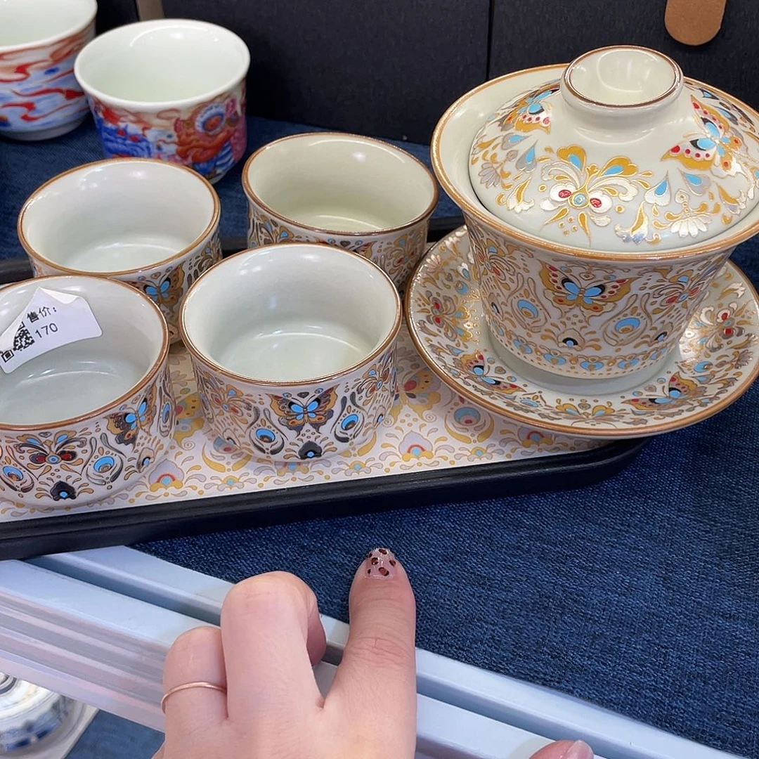 陶景德陶瓷盖碗茶具