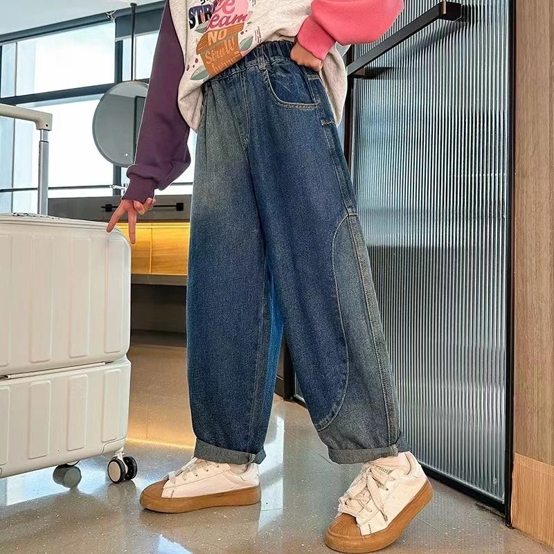 儿童2025春季新款洋气渐变色宽松牛仔裤B1525