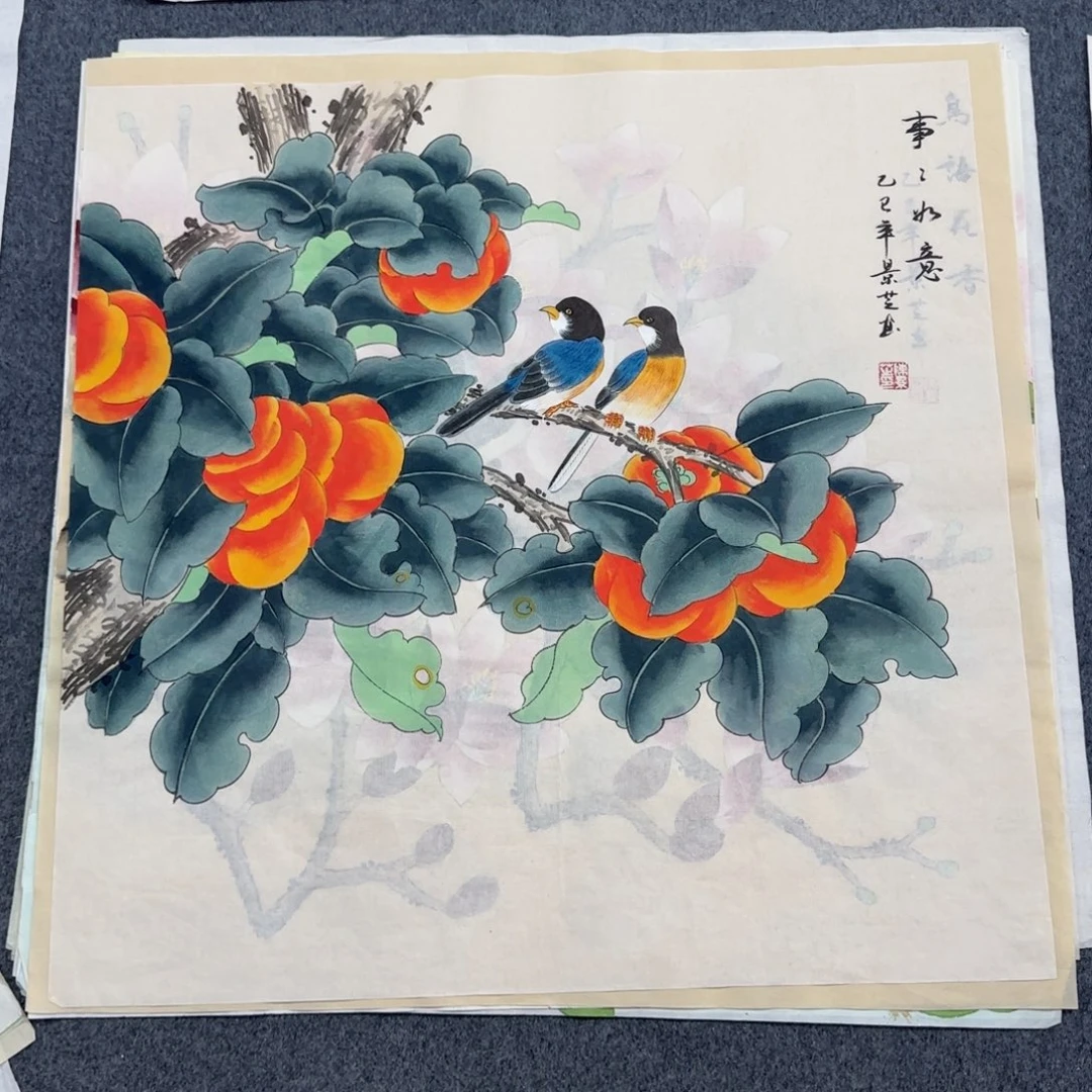 国画尺寸70X70手绘作品