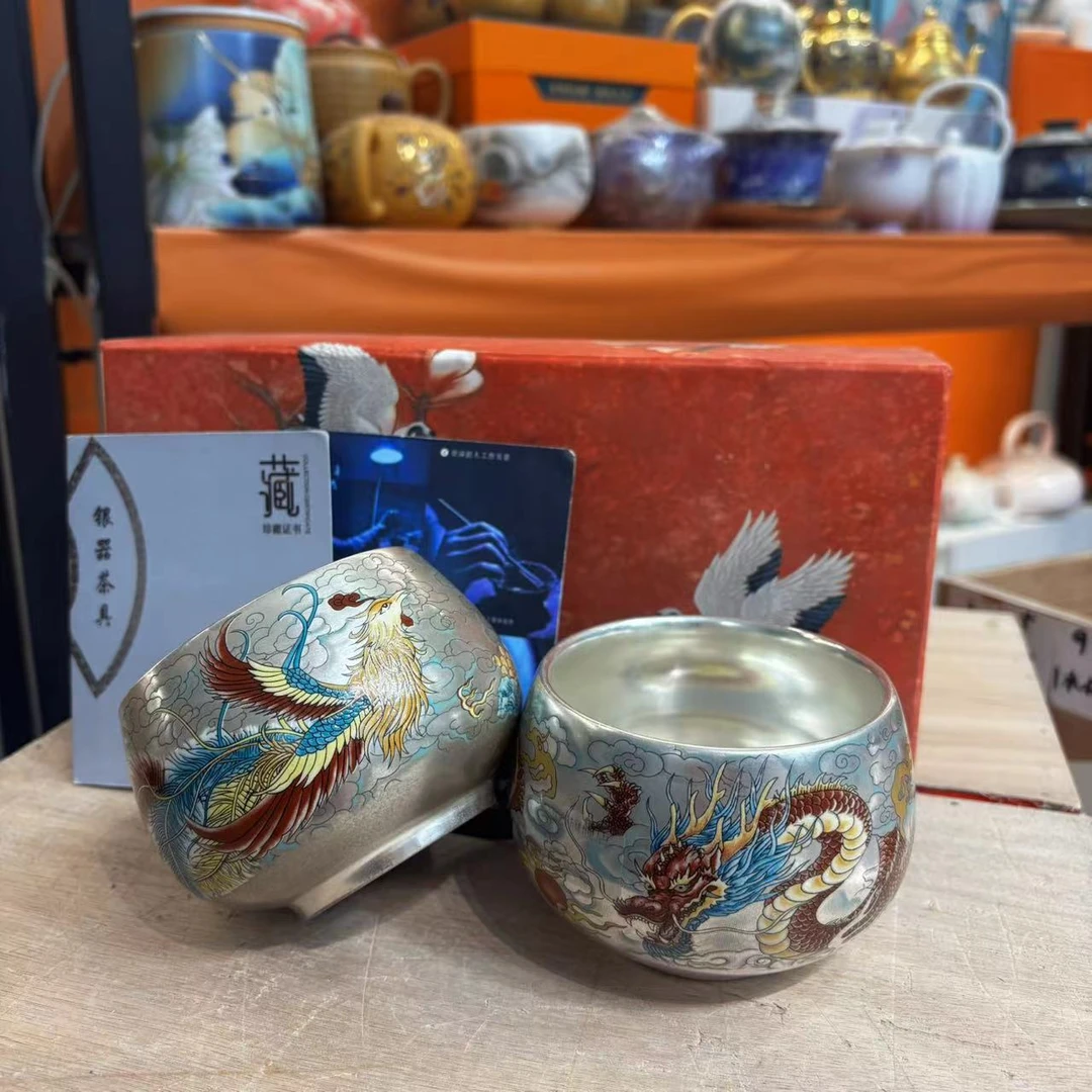 友名 郑永煌内绘银杯（龙）+（凤）+礼盒-3053