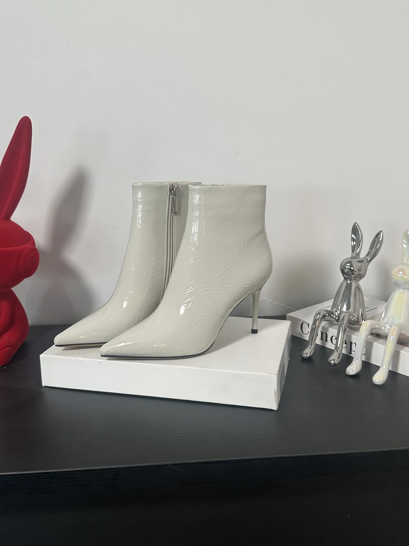 （7.5厘米）6621-20米色细跟高跟鞋短靴