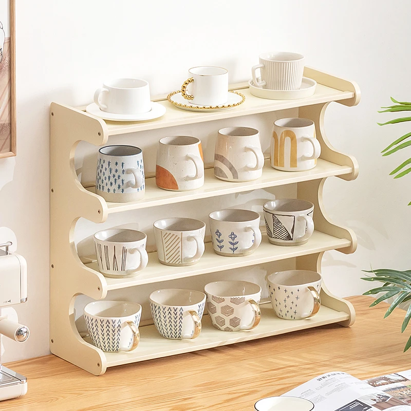 桌面杯子收纳厨房置物架办公室桌上整理餐桌台面摆放架子多层水杯